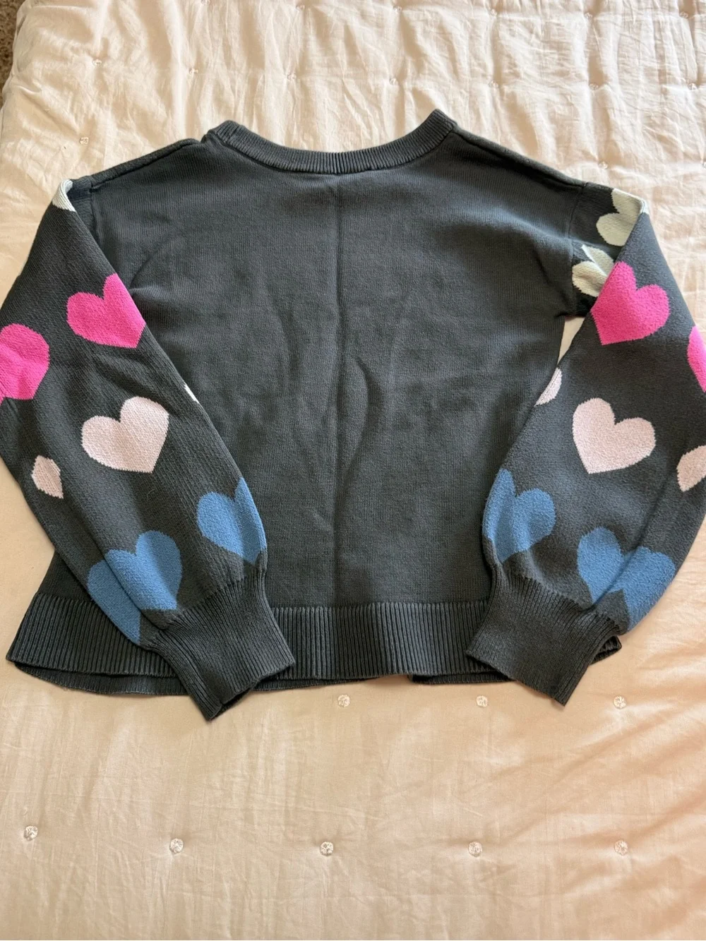 💙🩷GAP Kids Girls Sweater with Pink, Blue, Cream Hearts 🩷💙